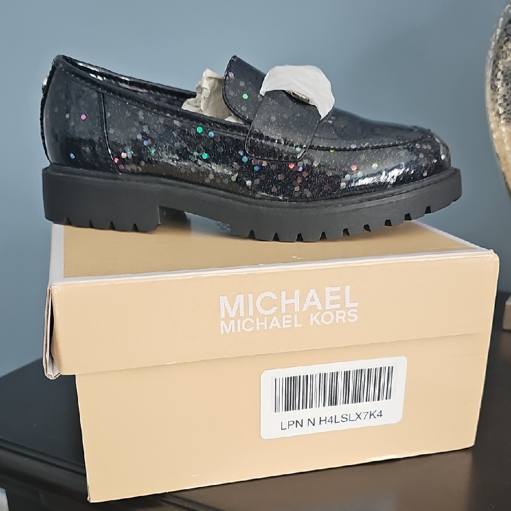 Girls Michael Kors Kids' Black Glitter Loafer